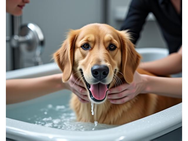 グルーミング中の犬
