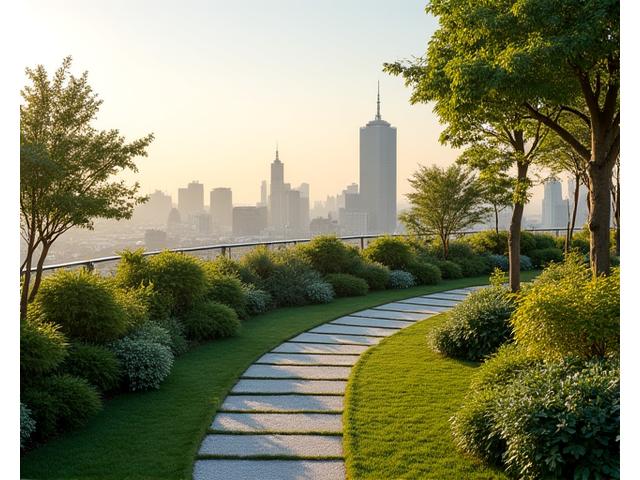 美しい屋上庭園からの眺め